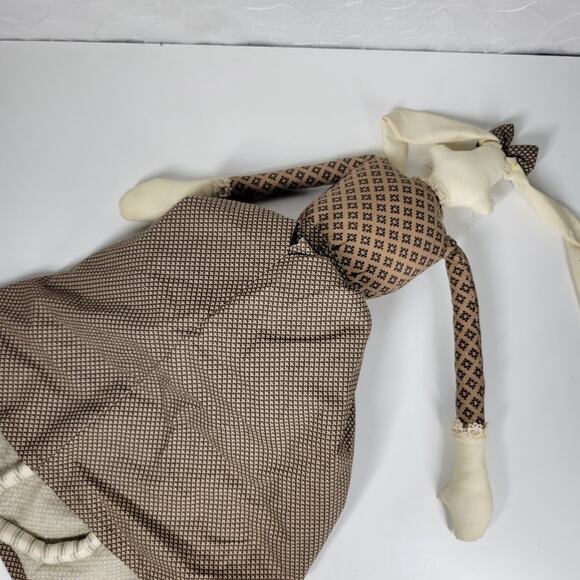 VTG Mr &‎ Mrs Rabbit Dolls 29" Handmade Brown Primitive Folk Plush Easter Decor - Picture 16 of 16